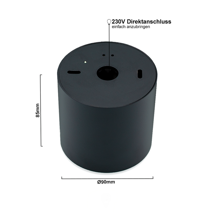 LED Aufbaustrahler Rund Schwarz – 230V – inkl. 5W GU10 LED