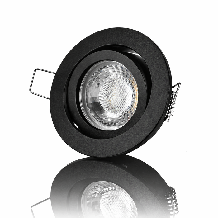 LED Einbaustrahler 68mm Schwarz Matt GU10 Schwenkbar 5W 3-fach Lichtfarbe 3000K-6000K