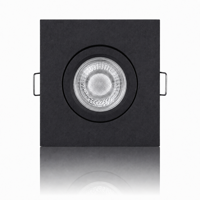 LED Einbaustrahler eckig Schwarz – GU10, schwenkbar, 5 W & 3 Lichtfarben