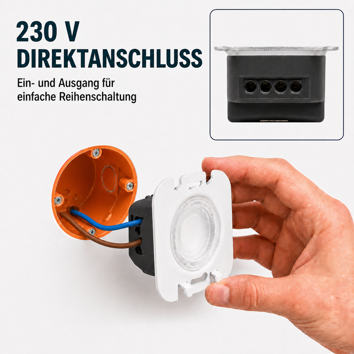 Treppenbeleuchtung - LED Wandeinbauleuchte in Schwarz 3D - 230V 1,5W