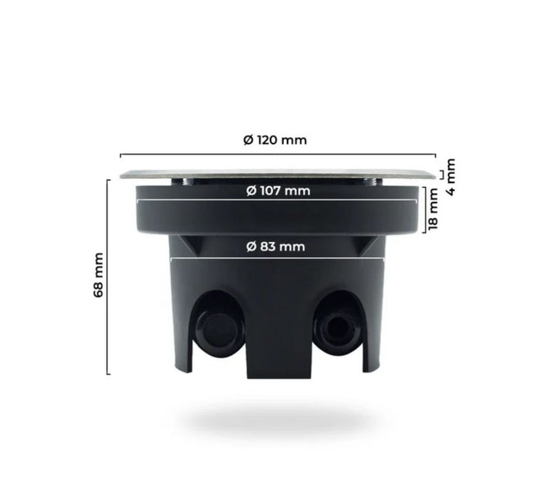 Flacher, runder Bodeneinbaustrahler aus gebürstetem Edelstahl mit IP67 Schutz, inklusive LED-Modul, 230V, 5W in RGB & CCT